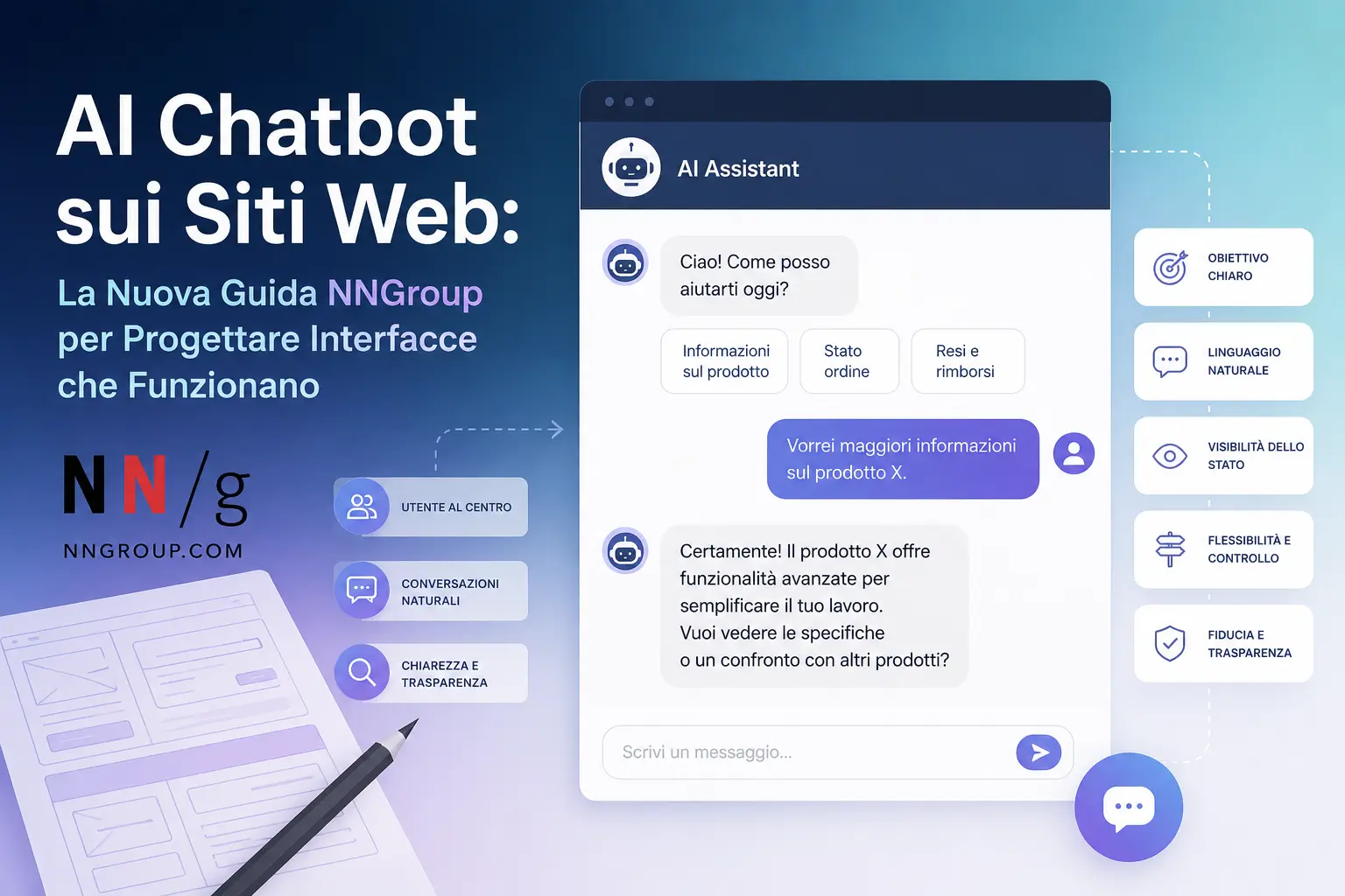 AI Chatbot sui Siti Web: La Nuova Guida NNGroup per Progettare Interfacce che Funzionano