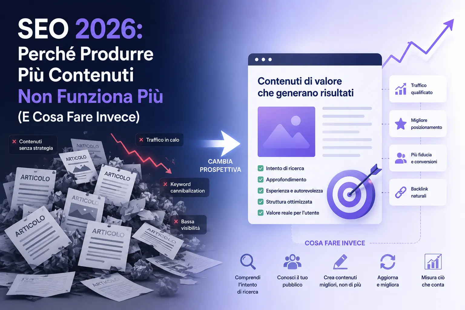 SEO 2026: Perché Produrre Più Contenuti Non Funziona Più (E Cosa Fare Invece)