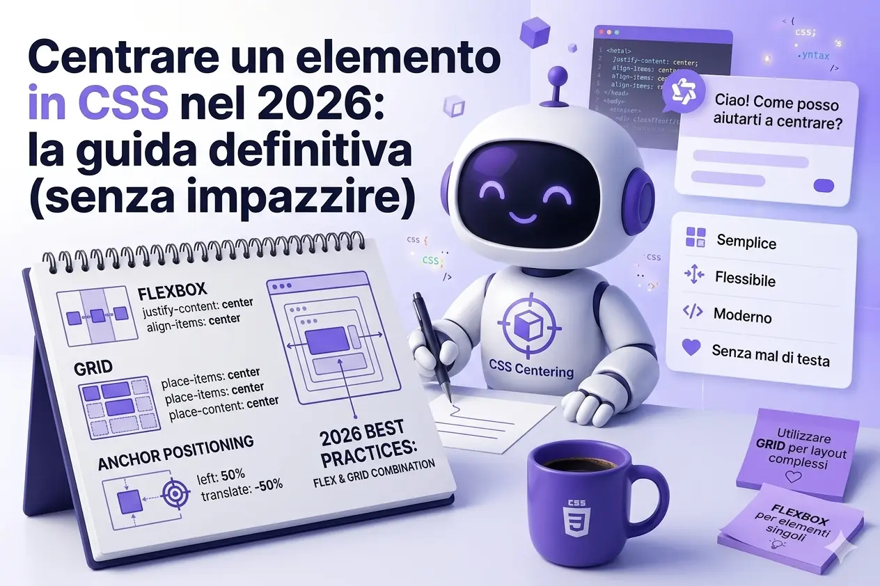 Centrare un elemento in CSS nel 2026: la guida definitiva (senza impazzire)
